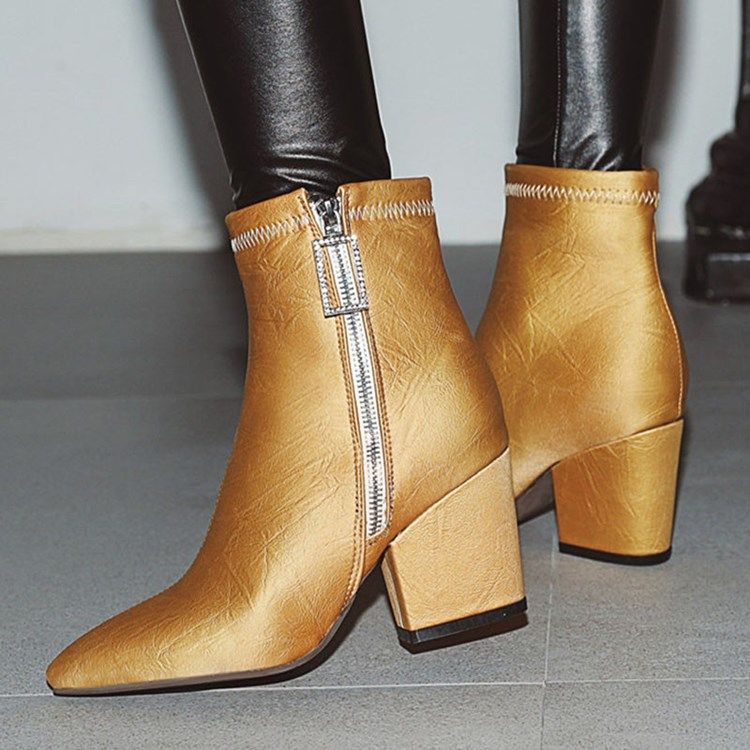 Botas Casuais Com Dedo Do Pé Pontudo Feminino