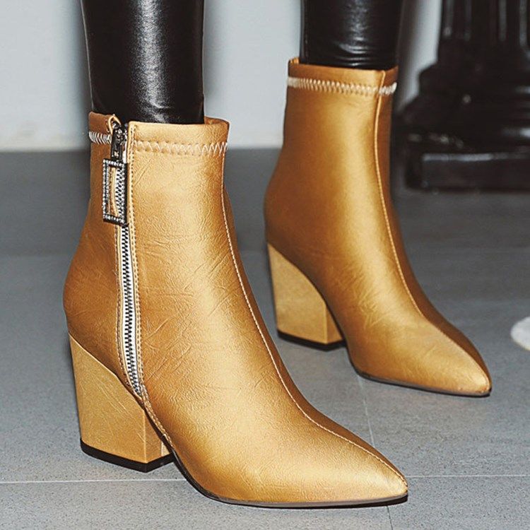 Botas Casuais Com Dedo Do Pé Pontudo Feminino