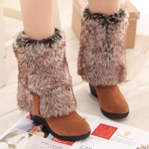 Botas Casuais Femininas Com Biqueira Redonda E Salto Liso