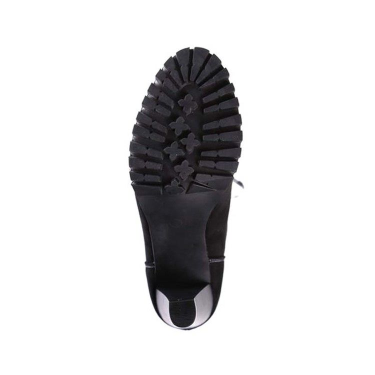 Botas Casuais Femininas Com Biqueira Redonda Lisa De Renda Na Frente