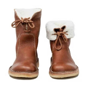 Botas Casuais Femininas De Salto Liso Com Cadarço Frontal