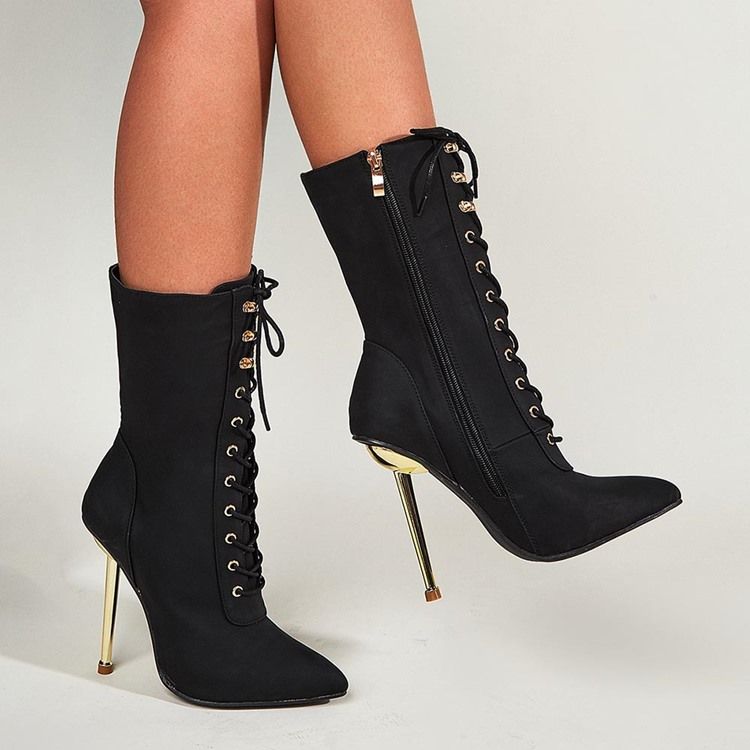Botas Casuais De Salto Agulha Simples