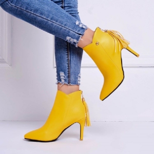 Botas Com Borla Feminina De Salto Alto Liso