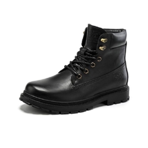 Botas De Couro Com Biqueira Redonda De Patchwork Na Frente Com Atacadores Masculinos