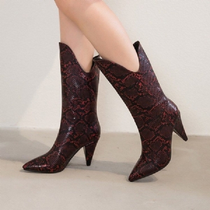 Botas Femininas Casuais Com Bloco De Cor Ponta Ponta Do Dedo Do Pé