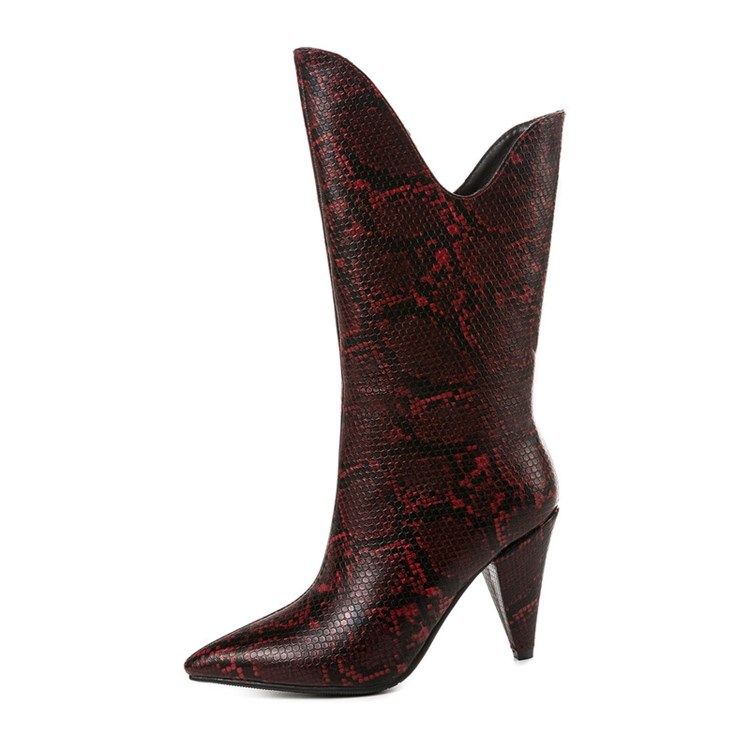 Botas Femininas Casuais Com Bloco De Cor Ponta Ponta Do Dedo Do Pé
