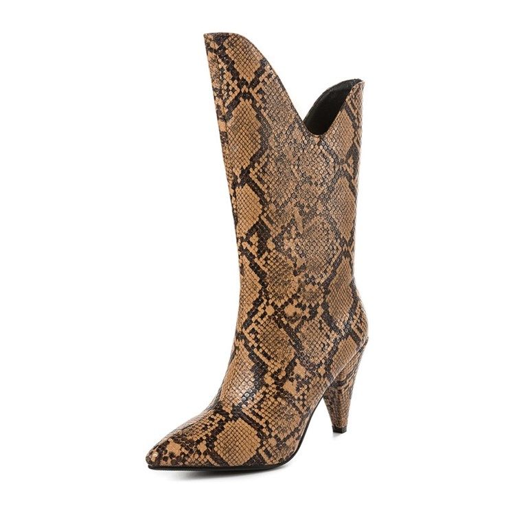 Botas Femininas Casuais Com Bloco De Cor Ponta Ponta Do Dedo Do Pé
