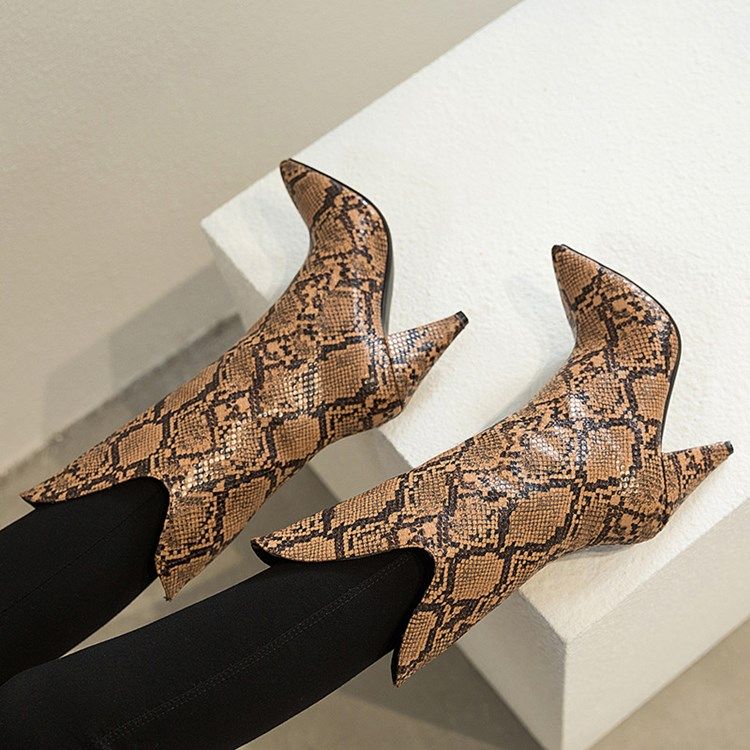 Botas Femininas Casuais Com Bloco De Cor Ponta Ponta Do Dedo Do Pé