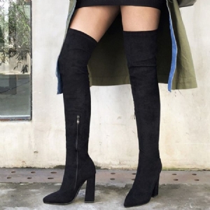 Botas Femininas Com Zíper Lateral Pontiagudo Simples Inglaterra