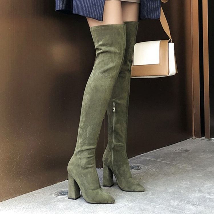 Botas Femininas Com Zíper Lateral Pontiagudo Simples Inglaterra