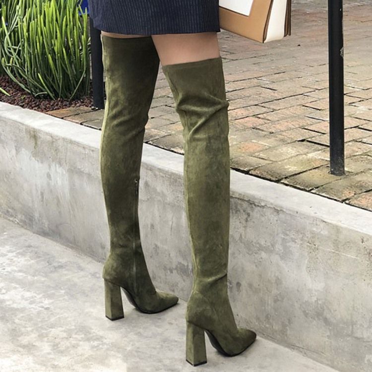 Botas Femininas Com Zíper Lateral Pontiagudo Simples Inglaterra