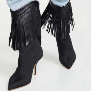 Botas Femininas De Dedo Do Pé Apontado Para Trás Com Zíper Taseel