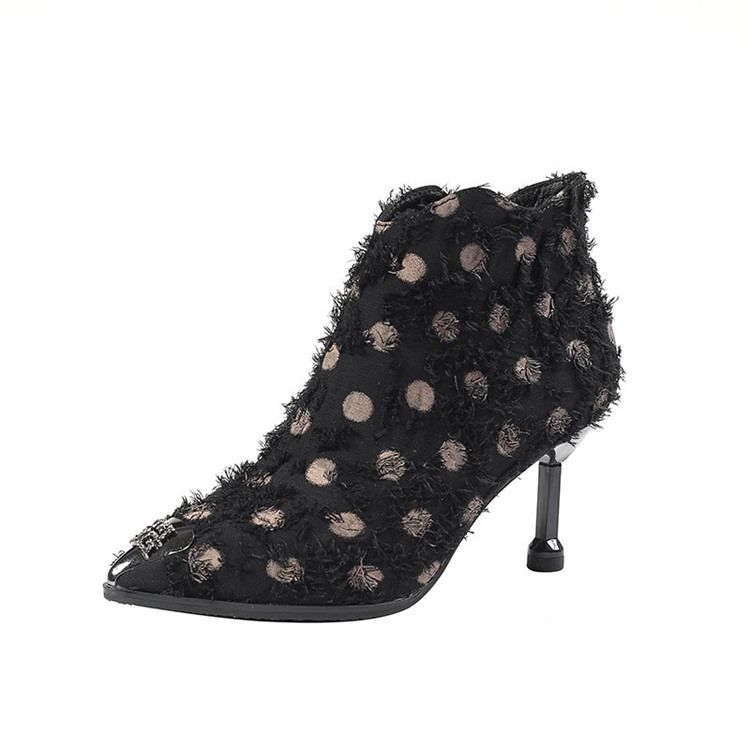 Botas Femininas De Salto Agulha Ponta Fina Zíper Lateral Com Zíper Pu Casual