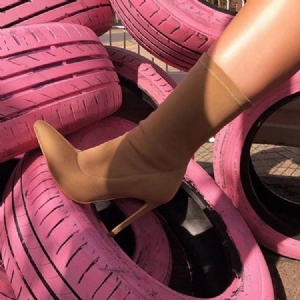 Botas Femininas De Salto Agulha Ponta Lisa Salto Agulha