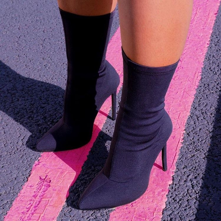 Botas Femininas De Salto Agulha Ponta Lisa Salto Agulha