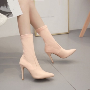 Botas Femininas De Salto Agulha Simples Deslizantes