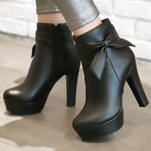 Botas Knight Com Plataforma Bowtie Encantadora Feminina