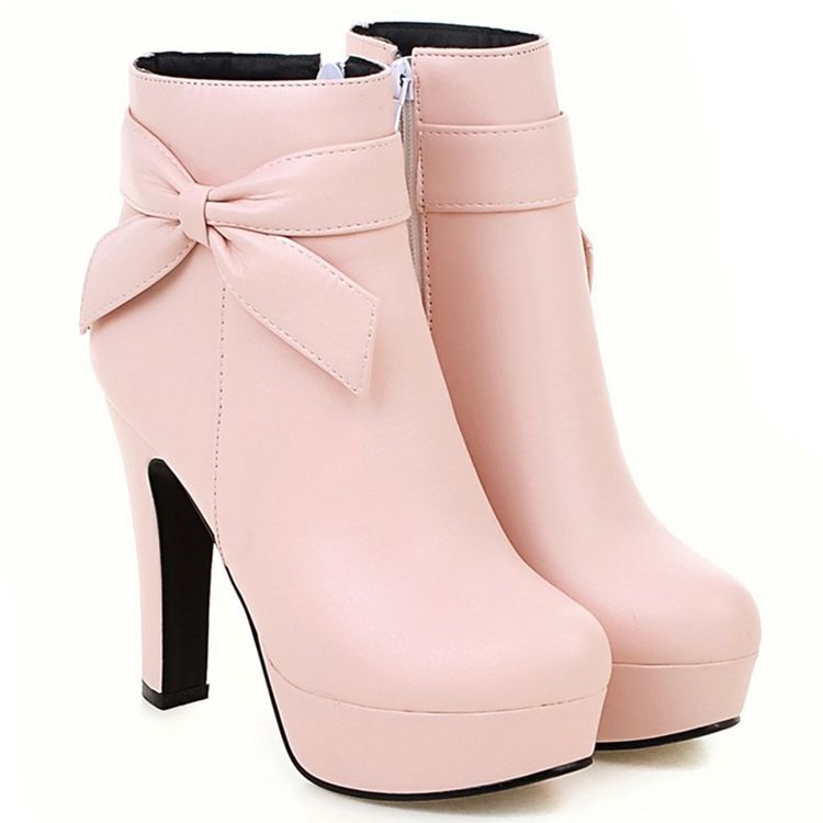 Botas Knight Com Plataforma Bowtie Encantadora Feminina