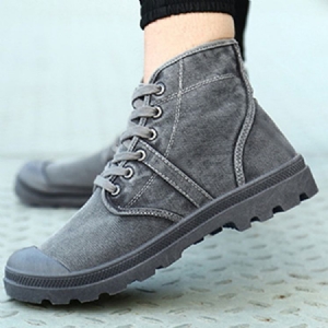 Botas De Lona Lisa Com Biqueira Redonda Masculina