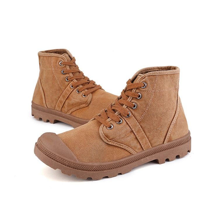 Botas De Lona Lisa Com Biqueira Redonda Masculina