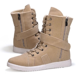 Botas Martin Masculinas Com Zíper Lateral Com Cordão E Meia Canela