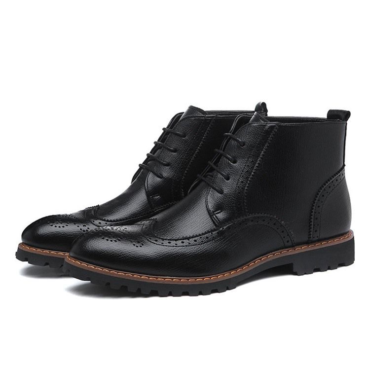 Botas Masculinas De Biqueira Pontuda Com Cordões Na Frente