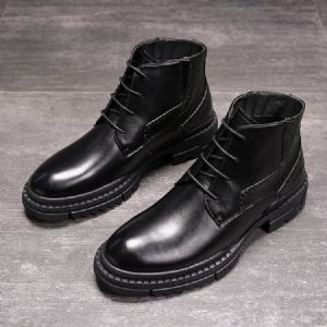 Botas Masculinas De Biqueira Redonda Com Atacadores Na Frente Pu