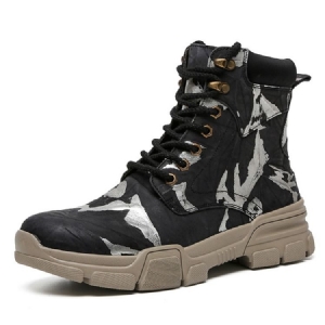Botas Masculinas Com Biqueira Redonda Com Cordões Na Frente
