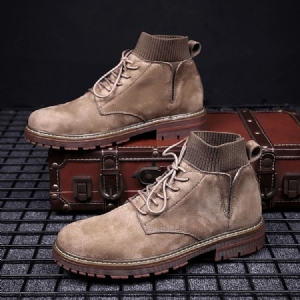 Botas Masculinas Com Biqueira Redonda Na Frente Com Cordões Simples