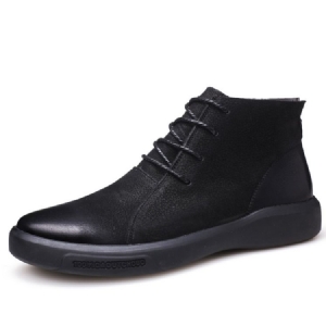 Botas Masculinas De Patchwork Pu Na Frente Com Cadarço Na Frente