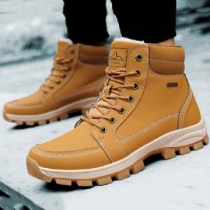 Botas De Neve Masculinas Com Biqueira Redonda De Amarrar