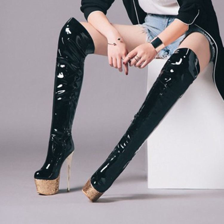 Botas Ocidentais Com Zíper Lateral Feminino Com Ponta Redonda E Salto Agulha