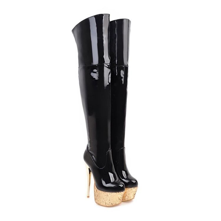 Botas Ocidentais Com Zíper Lateral Feminino Com Ponta Redonda E Salto Agulha