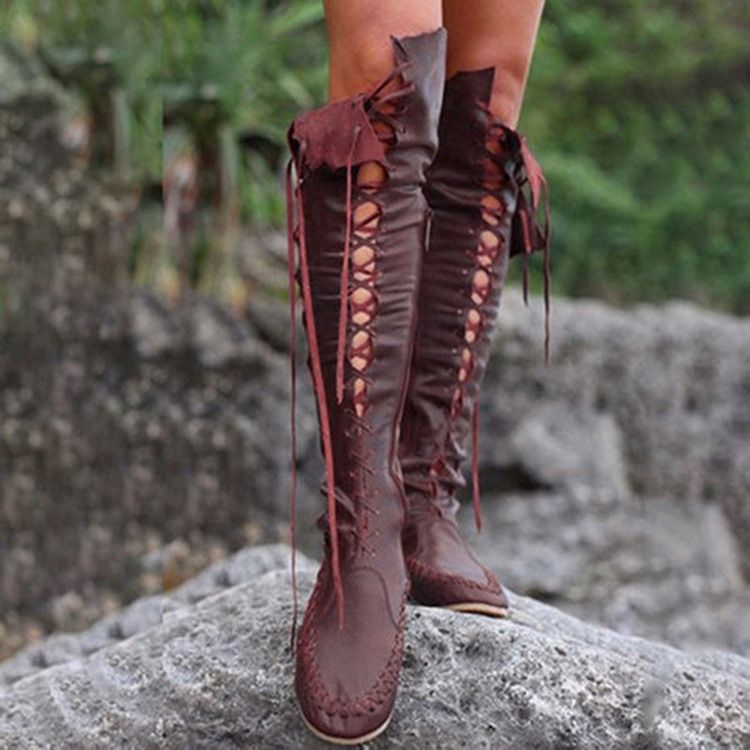 Botas Ocidentais Com Zíper Liso Redondo Feminino Com Zíper Lateral