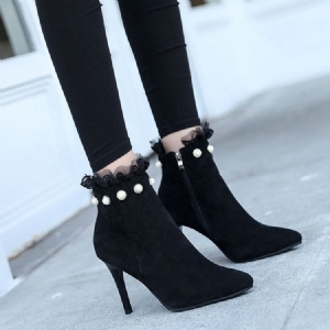 Botas Ocidentais De Ponta Lisa Com Zíper Feminino