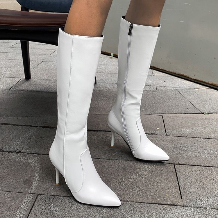 Botas Profissionais Simples De Salto Agulha Com Bico Fino Feminino