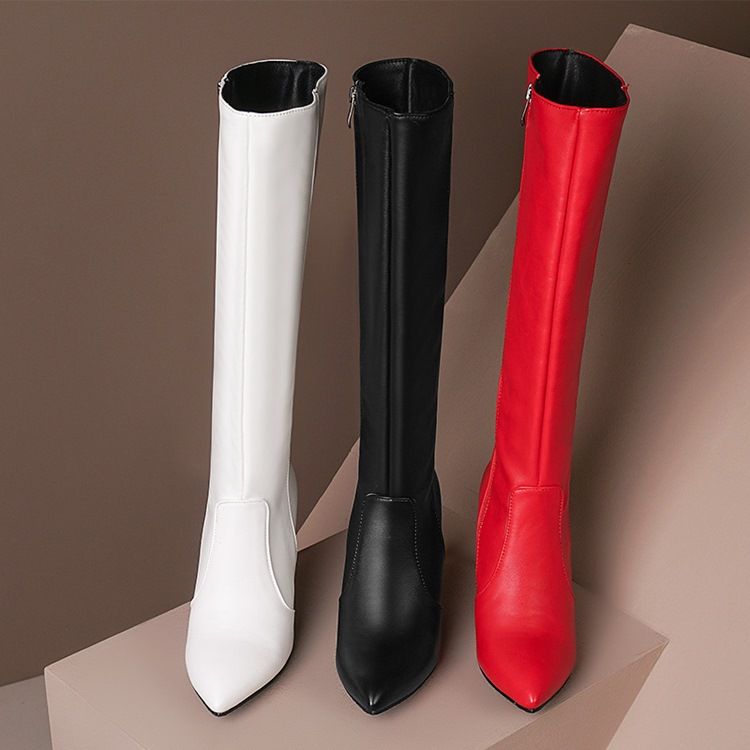 Botas Profissionais Simples De Salto Agulha Com Bico Fino Feminino