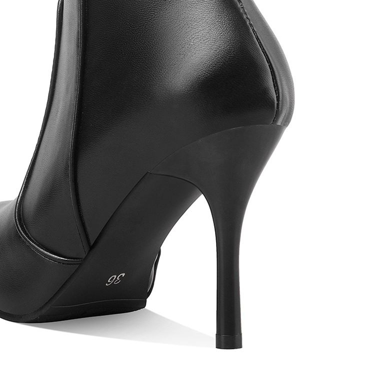 Botas Profissionais Simples De Salto Agulha Com Bico Fino Feminino