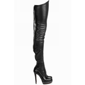 Botas Pu Femininas Com Zíper Liso E Salto Estilete