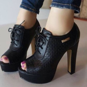 Botas De Salto Alto Com Salto Alto Com Plataforma Peep Toe Feminino