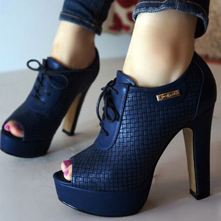 Botas De Salto Alto Com Salto Alto Com Plataforma Peep Toe Feminino