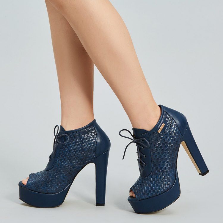 Botas De Salto Alto Com Salto Alto Com Plataforma Peep Toe Feminino