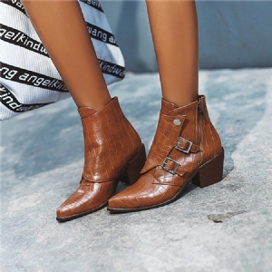 Botas De Tornozelo Femininas De Salto Largo Liso Com Zíper
