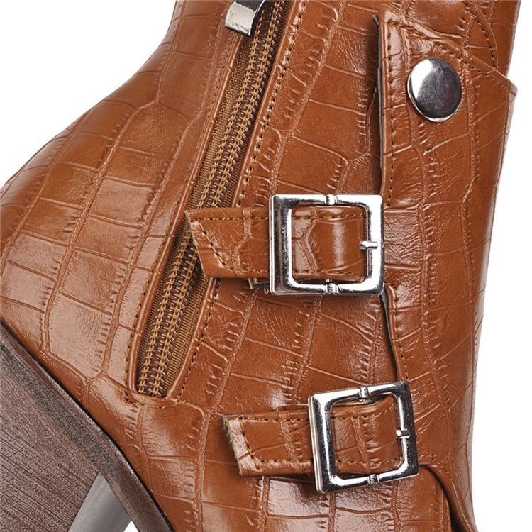 Botas De Tornozelo Femininas De Salto Largo Liso Com Zíper