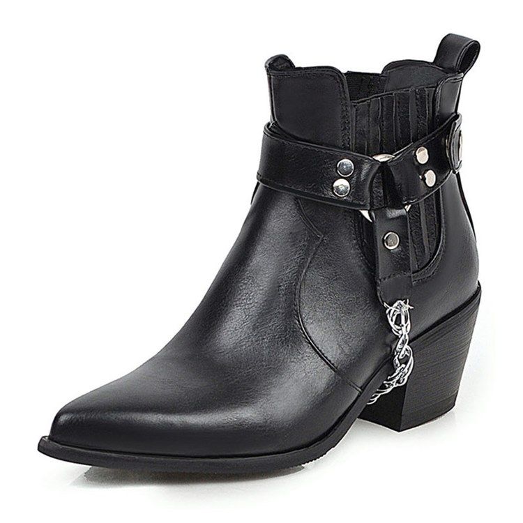 Botas De Tornozelo Feminino Com Salto Largo E Bico Fino