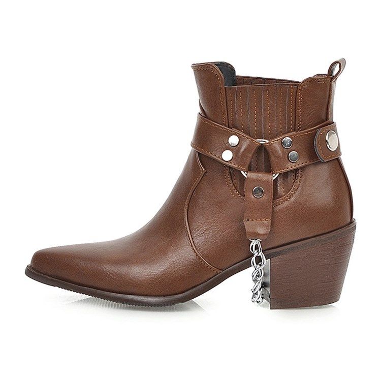 Botas De Tornozelo Feminino Com Salto Largo E Bico Fino