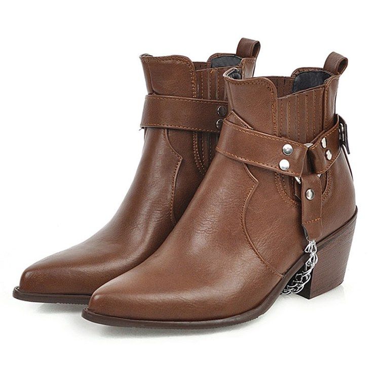 Botas De Tornozelo Feminino Com Salto Largo E Bico Fino