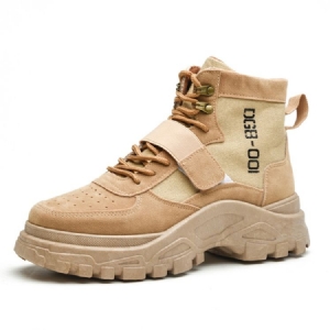 Botas De Trabalho Masculino Com Plataforma Patchwork De Dedo Redondo Redondo