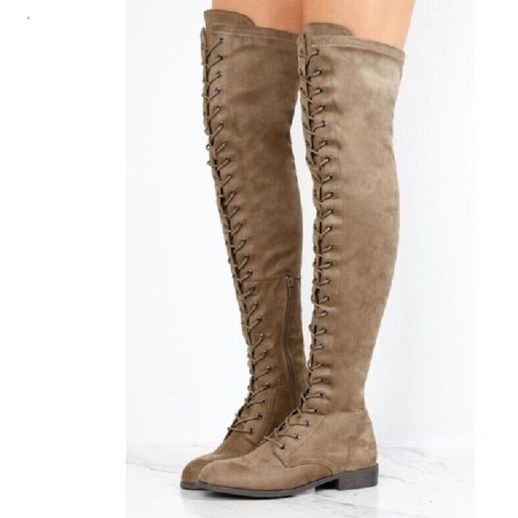 Calcanhar Cross Strap Feminino Botas Altas De Joelho