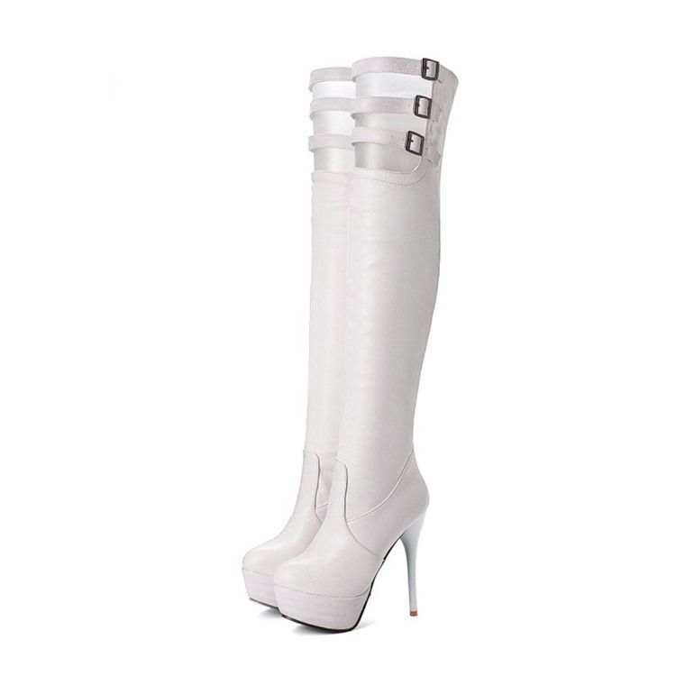 Hasp Feminino Com Bico Redondo E Salto Agulha Botas De Cano Alto Sexy